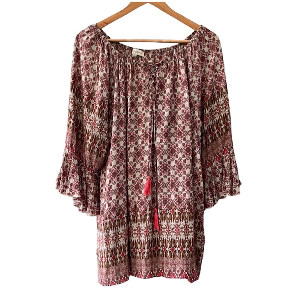 Umgee Blouse Floral Boho Fringe Size 2XL